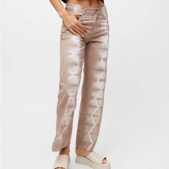 NWOT Urban Outfitters Urban Renewal Remade Zig Zag Dye Pant in Brown - Picture 3 of 4